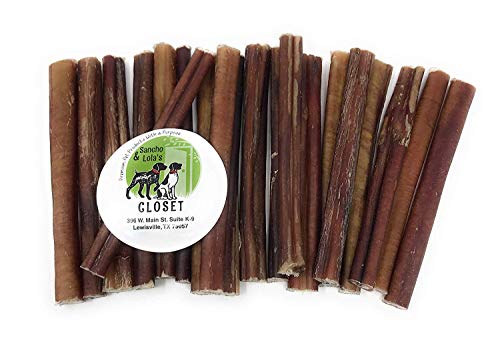 Sancho & Lola's 6 Inch Bully Sticks for Dogs - 24oz Value Pack Grass-Fed Free-Range Grain-Free Beef Pizzles