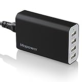 Power Adapter,Mopower 36 Watt/7.2A Portable 4 USB Desktop Charger Travel Charger with Auto Detect Technology for iPhone 6 5S 4S,iPad,Apple Watch,iPod,Samsung,LG and more Black