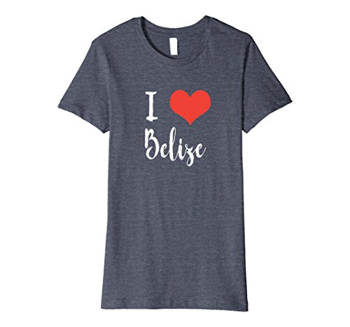 Womens I Love Belize Premium T-shirt Small Heather Blue