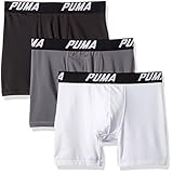 Puma Men's Volume Boxer Brief (3-Pack), Gray/Black, Small
