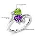 Gem Stone King 1.51 Cttw Green Peridot and Purple Amethyst Heart Ring For Women | 925 Sterling Silver | Heart Shape 6MM | Gemstone Birthstone | Available In Size 5, 6, 7, 8, 9
