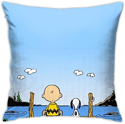 Greatbe Throw Pillow Covers Charlie Brown And Snoopy Both Sides Print Zipper Cover For Couch Sofa Decor Pillowcases 18 X 18 Inches