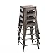 Buschman 24 Inch Counter Height Bronze Metal Bar Stools with Wooden Seat, Set of 4, Indoor/Outdoor, Stackable