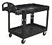 Rubbermaid Commercial Executive Series Heavy-Duty 2-Shelf Utility Cart with Quiet Casters, 500 lb capacity, Black (1867535)