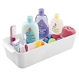 mDesign Baby Nursery Organizer Storage Tote for Shampoo, Wipes, Powder, Burp Cloths, Rattles - Large, White