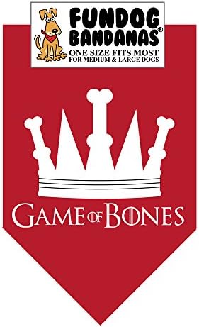 BANDANA - Game of Bones (One Size Fits Most for Medium to Large Dogs, Burgundy)