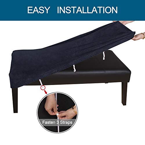 LUSHVIDA Velvet Dining Room Bench Covers Soft Stretch Spandex