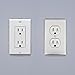 QDOS Universal SELF-Closing Outlet Cover – Oversized Wall Plate Covers Imperfections in Drywall Cutouts - Automatically Closes Upon Plug Removal - Fits Both Standard & Decora Outlets | 3 Pack | White