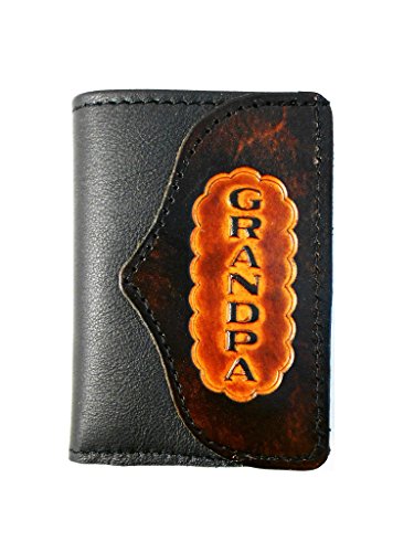 Hilltop Leather Company Mens Handcrafted Leather Trifold Wallet Grandpa