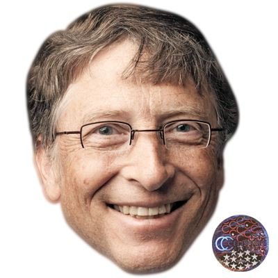 Bill Gates Celebrity Mask, Flat Card Face, Fancy Dress Mask