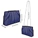 expouch Womens Pleated Satin Evening Handbag Clutch Navy Clutch Purse With Detachable Chain Strap Wedding Cocktail Party Bag