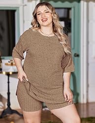 IN'VOLAND Plus Size Womens 2 Piece Lounge Set