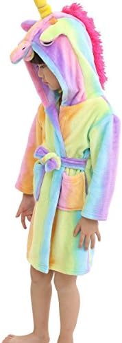 LANTOP Kid Soft Bathrobe Comfy Unicorn Flannel Robe Hooded All Seasons Gift