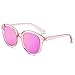 BLUEKIKI YEUX Women Polarized Sunglasses Vintage Oversized Round Mirror(Barbie pink, 55)