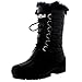 Polar Womens Mid Calf Thermal Rain Muck Faux Fur Waterproof Quilted Nylon Boot - Black - US9/EU40 - YC0332
