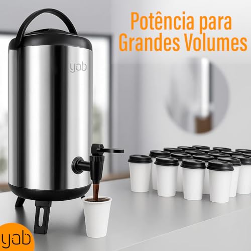 Garrafa Térmica Botijão Inox 8 Litros YAB Com Torneira Café Chá