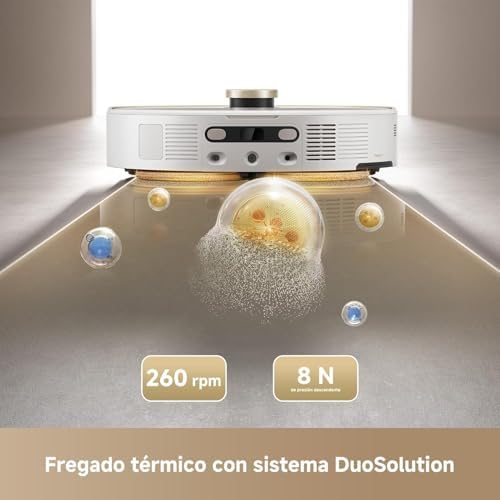 V50 Ultra Complete Robot Aspirador e esfregão de chão 24.000 Pa, esfregamento térmico com Sistema DuoSolution, navegação com elevação, ultrapassa obstáculos até 6 cm, branco