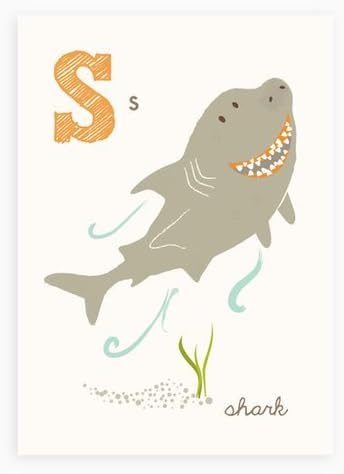 Sea Urchin Studio ABC Wall Art for Kids, S/Shark