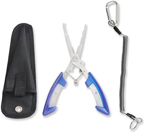 Fishing Pliers Stainless Steel Saltwater For Open Split Ring Remove Hooks with Sheath and Lanyard 3 Colors 6.5 inch