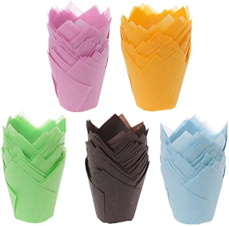 Lamdoo 50pcs/lot Solid Wrapper Liners Cup Muffin Tulip Case Cake Paper Baking Cupcake Pink