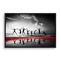 Framed Canvas Wall Art Black and White Scenery Canvas Prints Home Artwork Decoration for Living Room,Bedroom - 16x24 inches