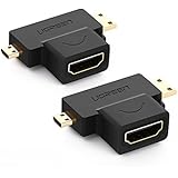 UGREEN 2Pack 2-in-1 Mini HDMI and Micro HDMI Male to HDMI Female Adapter Gold Plated for Smartphones, Tablets and Cameras etc