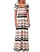 Kranda Summer Boho Striped Empire Waist Maxi Dress with Sleeves