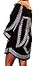 Yonala Women's Floral Printed Off Shoulder Loose Blouse Short Dress,Black,Large