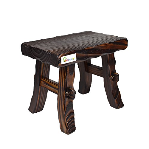 Geboor Wood Foot Stool Waterproof Anti Corrupt Carbonized Material Free Assembly Dark Brown