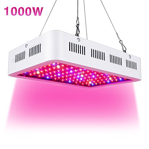 1000W LED Grow Light Full Spectrum for Greenhouse Hydroponic Indoor Plants Seeding/Growing/Flowering with Double Chips Growing Bulbs (White)