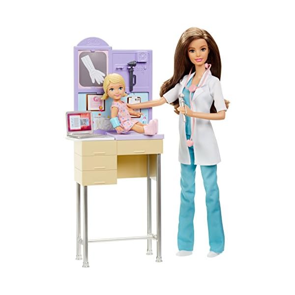 Barbie Mattel DKJ12 - Modepuppen, Ich wäre gern, Kinderärztin Spielset