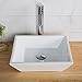 KRAUS 16-inch Square White Porcelain Ceramic Bathroom Vessel Sink and Sheven Faucet Combo Set with Pop-Up Drain, Chrome C-KCV-125-1002CH