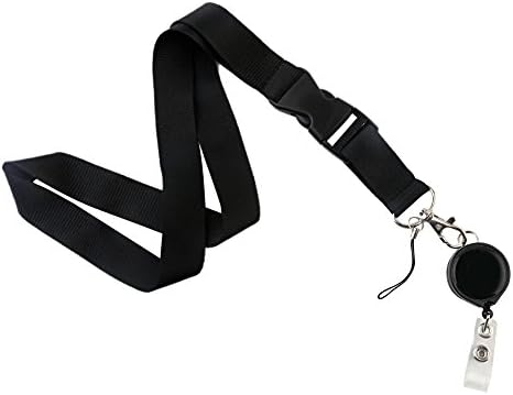 NEW Lanyard and Retractable reel with Belt Clip for ID Badge Reel (Black1)