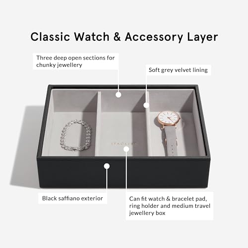 Stackers Classic Black Raffia Jewelry Box, Set of 4