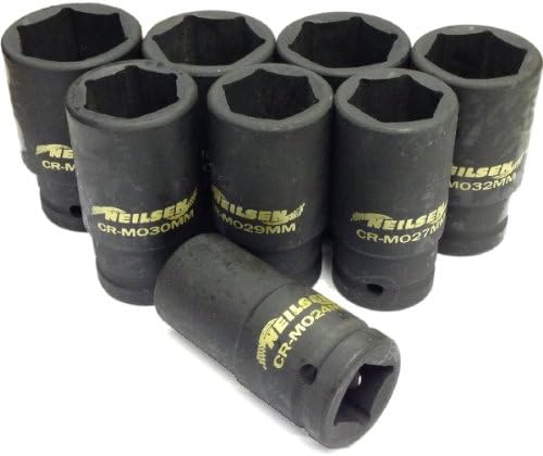 Neilsen CT1563 8pc 3/4in Drive Deep Impact Socket Set - Sizes: 24, Red, Variety Pack - Image 3