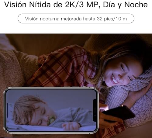 Câmera de vigilância wifi interna laxihub 2k / 3mp, câmera doméstica ptz 355 ° para animais de estimação, câmeras de vigilância doméstica wifi de 2,4 ghz com visão noturna, áudio bidirecional, compatível com alexa e aplicativo