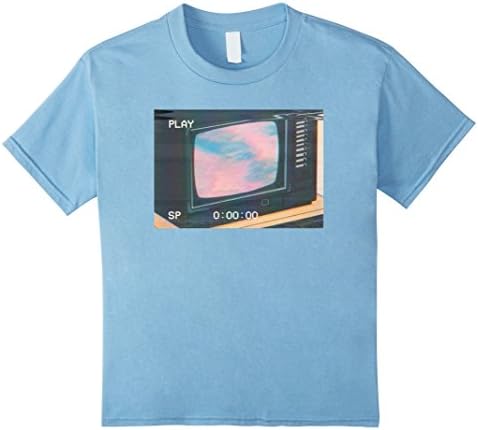 Kids Vaporwave Static TV Set Retro Anime T-Shirt 12 Baby Blue