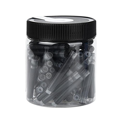 JinHao 80PCS Fountain Pen Ink Cartridge Refills Black And Blue (Black)