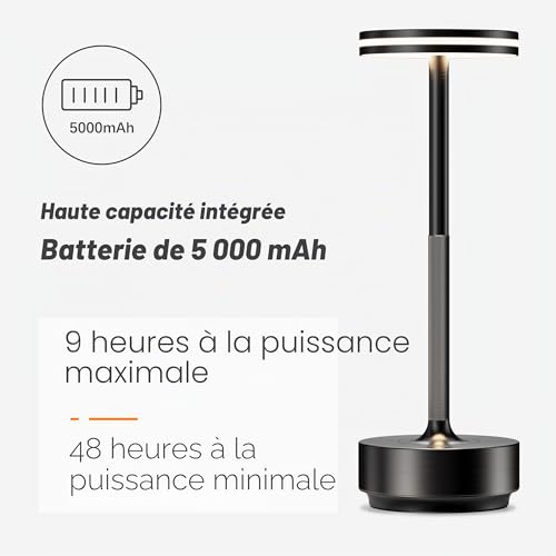 Hapfish Wireless LED Table Lamp, 5000mAh 2 PCS Bedside Lamp with USB Rechargeable Battery, Powerful Battery Desk Lamp, 3 Color Temperatures, for Indoor/Outdoor Restaurant, IP54