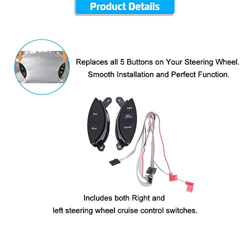 GOHAWKTEQ G0018U Steering Wheel Cruise Control Switch For Ford 1998-2003 Ranger, 2001-2005 Explorer Sport Trac, F150, Mercury Mountaineer, Mazda B3000 Engagement Switch Button Kit Replacs # SW-5928, F