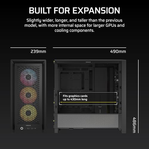 Corsair Frame 4000D Rs Argb Modular Mid-Tower Atx Pc Case – High Airflow, 3X Pre-Installed Rs Argb Fans, Infinirail™ Fan Mounting System, Asus Btf, Msi Project Zero, Gigabyte Project Stealth – Black - View 10