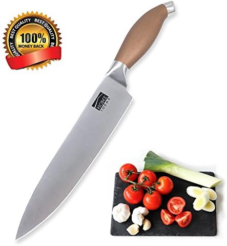 Eloric Professional Chef Knife with Stainless Steel Razor Sharp Blade and Ergonomic Handle, 8 inch, Gold