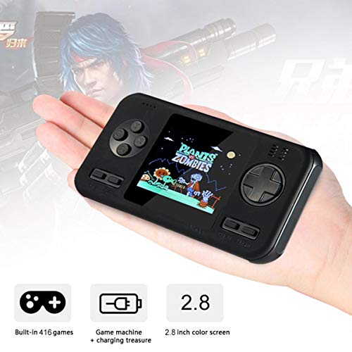 MOGOI 2.8 Inch Game Handheld Console Retro Mini Video FC PVP Game Player Gameboy 416 Games Travel Portable Gaming System Built-in 8000mah Power Bank USB C Fast Charging Type C