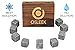 Whiskey Stones - Gift Set of 9 Pure Soapstone Chilling Rocks With Velvet Freezer Carrying Pouch | Reusable Ice Cubes | Prevents Water Dilution |Packed in Decorative High Quality Wood Souvenir Box
