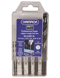 Champion Herramientas de Corte xl5-set-6 Brute platino Jobber longitud Twist Drill Set, juego de 6