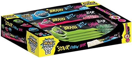 Mixed Flavours Brain Bitz Chew Bar Sour Brain Blasterz Chewy Sweets 20g ( Pack of 24)
