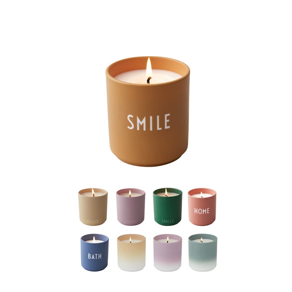 Design Letters Scented Candle Gift for Women | Jar Candles Perfect for Table Decoration | 100% Soy Wax Candle in Porcelain Cup | 15 Hour Burning time Calm Scent