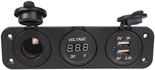 Car DC Digital Voltmeter/Dual USB 2 Port/DC12V Power Socket Three Hole Panel