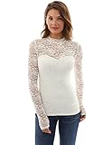PattyBoutik Women's Floral Lace Mock Neck Inset Sweetheart Blouse
