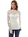 PattyBoutik Women's Floral Lace Mock Neck Inset Sweetheart Blouse